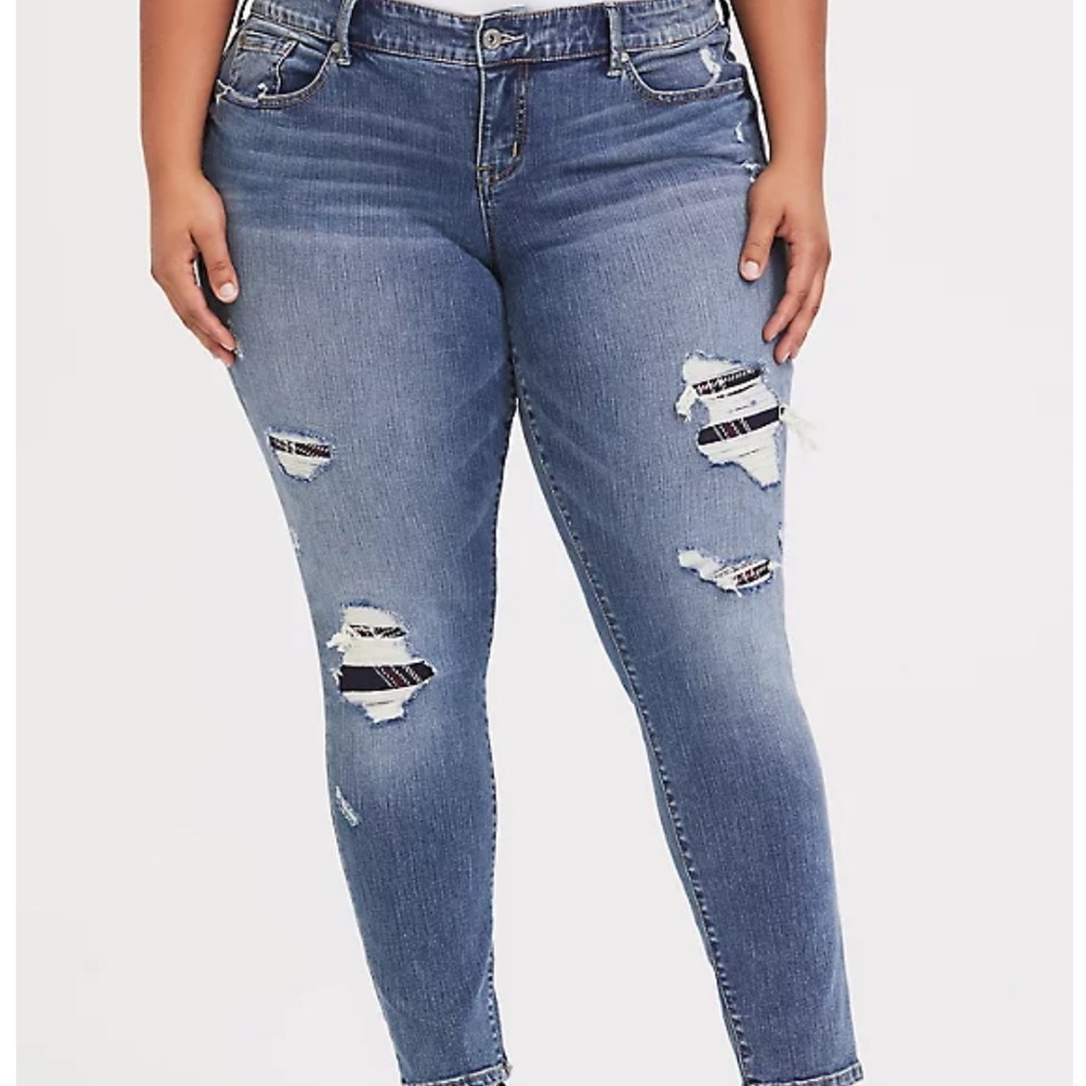 Torrid - Skinny jeans with plaid accent Size 12R